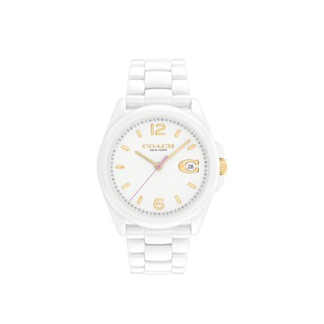 優雅典鑽白色陶瓷腕錶