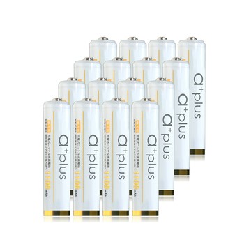 a+plus 可重複使用次數高達1500回 高容量1100mAh低自放AAA-4號充電電池(白金款) 16入