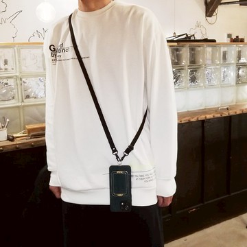 推薦給男士。時尚設計 適合日常使用的黑肩帶 (C) 可調節長度的智能手機寬肩帶