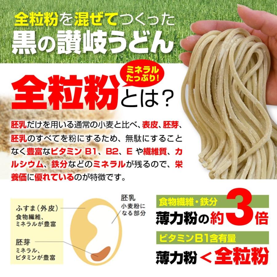 送料無料 うどん 黒の讃岐うどん大盛り10人前つゆ付きセット