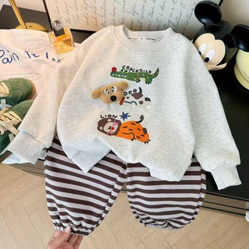 立體玩偶兒童春秋2025新款洋氣時髦套裝中大童圓領卡通衛衣兒童男(鑫弘-萌寶童裝)可開發票