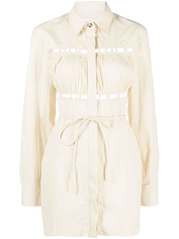 Nanushka - cut-out ruched shirtdress - women - Recycled Nylon/Organic Cotton - XXS - Neutrals