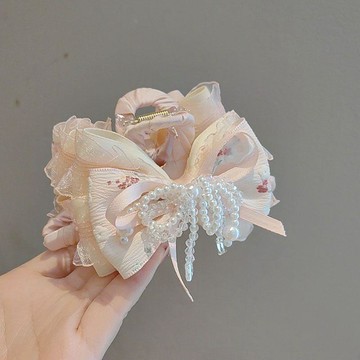 【蜜糖の髮飾】臺灣出貨韓國東大門雙面蝴蝶發抓珍珠水鑽髮夾女大號盤發鯊魚夾頭飾髮卡