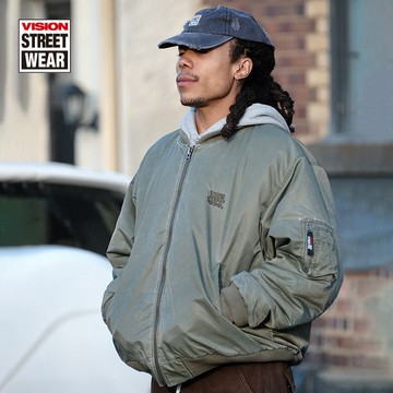 VISION STREET WEAR 美式復古MA1做舊水洗飛行夾克 短款防風夾棉外套 男女同款 V254NK5022