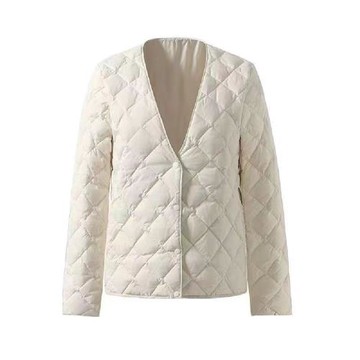 2024新款內搭v領大衣羽絨棉新款輕薄棉服內搭修身保暖打底外套女