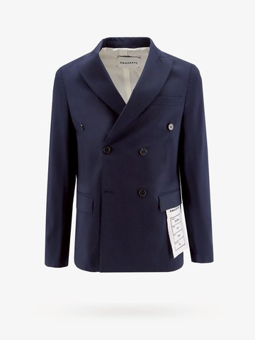 Wool blend blazer with logoed label - AMARANTO - gender_Man