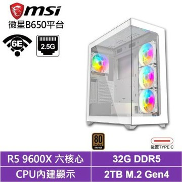 微星B650平台[極光9L15]效能電腦(R5 9600X/32G/2TB_SSD)