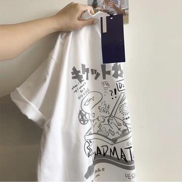 真心推薦這款！ 短袖上衣 女生短袖 oversize 下半身失蹤 夏天衣服 字母印花 ins 原宿風 寬鬆短袖上衣女