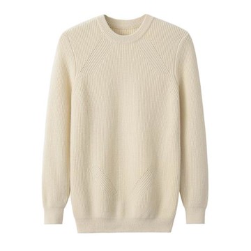 冬季新款100羊絨衫男圓領加厚針織保暖套頭毛衣元寶針寬松慵懶