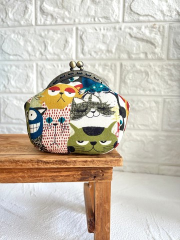 繽紛貓貓 - 手縫口金零錢包