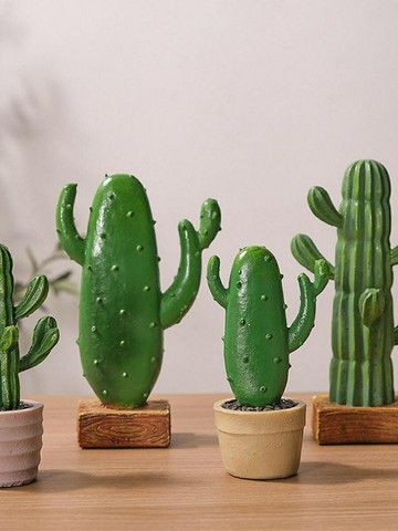 北歐風格創意樹脂仙人掌盆栽擺件客廳臥室仿真植物假綠植裝飾擺設