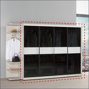 8尺被櫥式鋁框滑門衣櫥黑玻璃 收納衣櫃 拉門衣櫥 【149B10743】Leader傢居館149-A210+A210+A209+A211