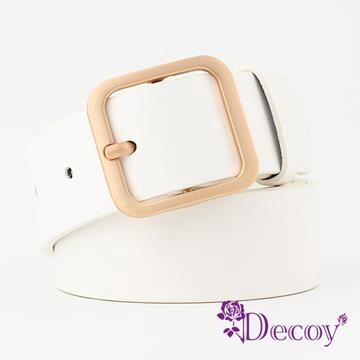 【Decoy】方金扣頭＊中性簡約時尚皮帶/白