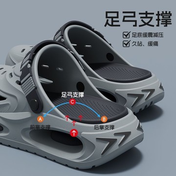 👟【足弓支撐專用洞洞鞋】2026新款夏季外穿久站不累 防滑防臭涼拖鞋男款必備