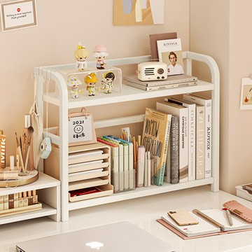 APP下單享點數9% 書架桌面書桌收納置物架桌上辦公學生宿舍書本化妝品鐵藝整理架子