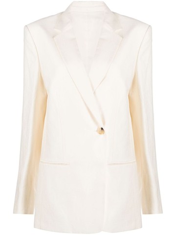 Helmut Lang - single-breasted tailored blazer - women - Linen/Flax/Viscose/Nylon - 4 - Neutrals