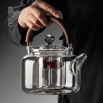 高茗玻璃煮茶壺耐高溫大容量煮茶器電陶爐提梁壺高硼硅泡茶專用