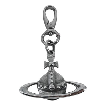 Vivienne Westwood 復古手工雕刻 3D 立體土星金屬鑰匙圈 (復古銀)