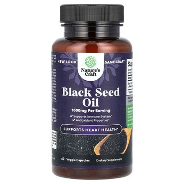 Nature's Craft, 黑籽油，1000 毫克，60 粒素食膠囊（每粒膠囊 500 毫克）