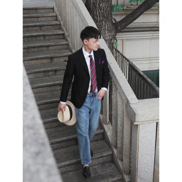 [7色]英倫紳士潮男修身小西裝外套 韓版時尚青年修身西服上衣