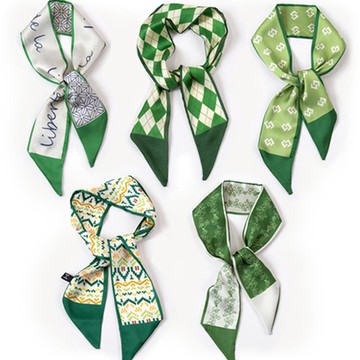 PARA:D 時尚絲巾髮圈 五件套組  綠色