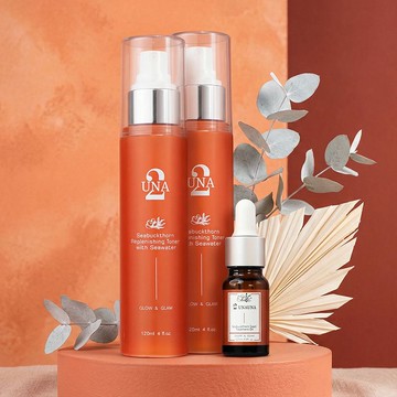 【79折】沙棘純海煥活修護化妝水 120ml *2- UNA+100%純淨沙棘籽油10ml*1－百匡UNA၄၃母親節၄၃