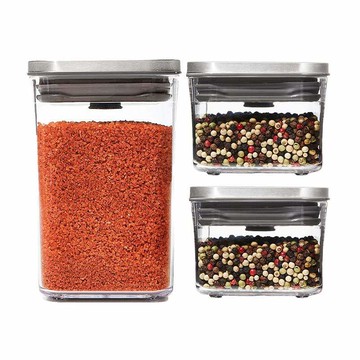 POP 不鏽鋼按壓保鮮盒-3件組(正方1.0L+正方0.4Lx2)