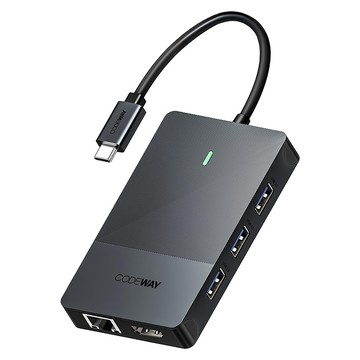 CODEWAY USB Type-C 多孔集線器 隨插即用 高相容 高效能 8埠  1個  黑色