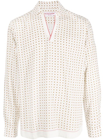 Orlebar Brown - Ridley cravat-print polo shirt - men - Viscose/Linen/Flax - L - Neutrals