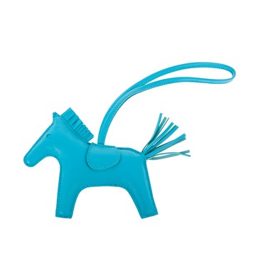 HERMES 經典小羊皮手工馬兒吊飾 (MM/阿茲特克藍)