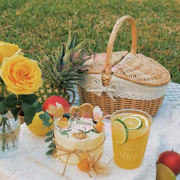 野餐籃小籃子用品全套網紅道具竹籃編織手提籃田園野炊藤編【摩可美家】