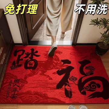 甄選好物🌈紅色喜慶絲圈入戶門地墊高級感玄關地毯防滑墊耐磨蹭土腳墊可裁剪