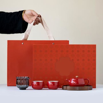 德鼎國潮故宮紅功夫茶具一壺二杯壺承開業喬遷結新婚喜慶高檔禮品