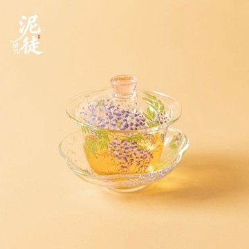 【茶品名】🍵蓋碗 三才碗 二才碗 泡茶杯泥徒耐熱玻璃紫藤花靈澤三才蓋碗透明加厚泡茶碗功夫茶具泡茶器