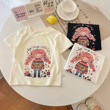 Mimo⭐純棉兒童裝短袖T恤夏可愛寶寶卡通休閒中小童女童上衣衫