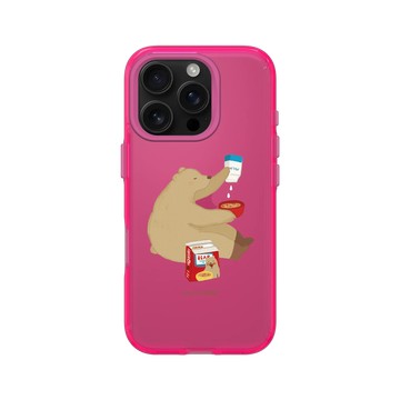 iPhone 16 Pro Clear 粉漾桃 - 咻咻熊 XiuXiubear - 營養熊麥片