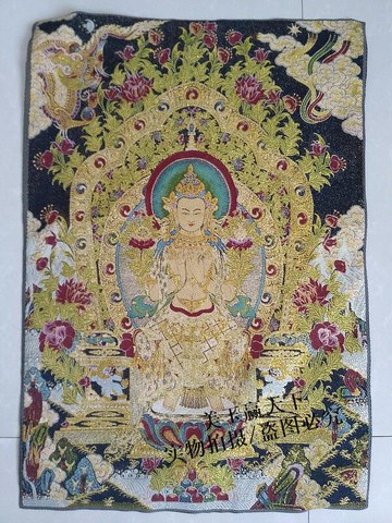 宗教佛像 刺繡版畫 西藏唐卡刺繡畫 織錦布畫絲織畫 彌勒佛像