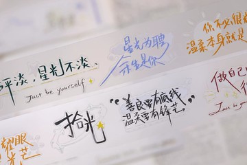 星語  輕復古鹽繫手寫文字和紙 PET 模切手帳拼貼膠帶