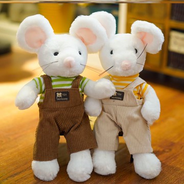 鼠寶寶布娃娃毛絨背帶褲可愛小老鼠生日禮物玩偶鼠年吉祥物女生1入