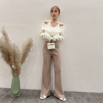 IN SHOP 側雙線開衩針織長褲-共3色【KT201718】