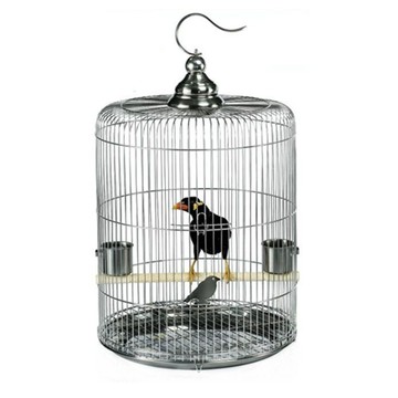 公司貨附發票 不銹鋼鳥籠 304新款大號圓形籠子金屬籠防銹鷯哥鳥籠手提式 最低價 快速出貨