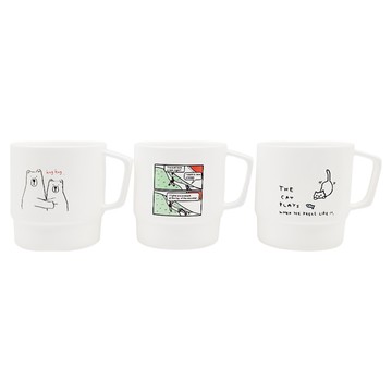 YAMADA 1150 馬克杯 可愛圖案設計 簡約風格 舒適握感 輕巧耐用  白色  1組