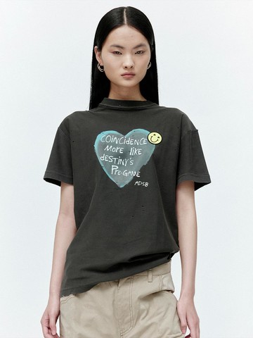 UNISEX HEART MESSAGE T-SHIRT (atb1251u) [CHARCOAL]