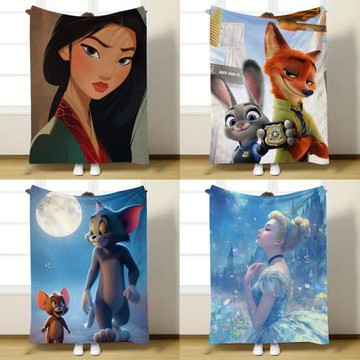 卡通毛毯瘋狂動物城動漫公主印花毯保暖法蘭絨毯維尼熊柔軟午睡毯