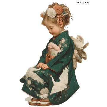 【12月新品4】07-114-0271 人物貼紙 和服復古