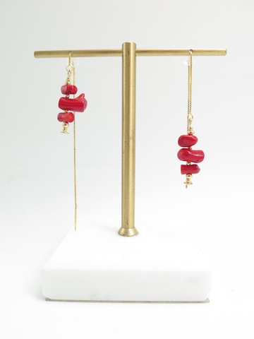 【生日禮物】COLE COOL原創珊瑚純銀耳線耳環 可拉長短