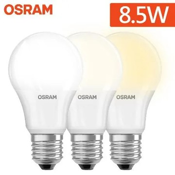 【歐司朗OSRAM】2入組8.5W LED省電 燈泡E27燈頭 晝光色/燈泡色/自然光(小口徑燈泡 發光角度更大)