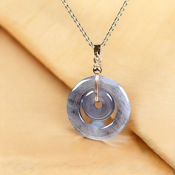 【願‧平安】冰烏雞母子平安扣吊飾14K金 | 天然緬甸翡翠 | 送禮