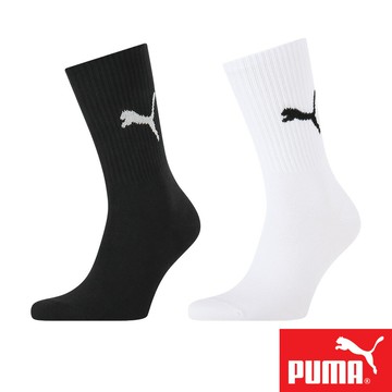PUMA 男女款運動中筒襪1雙裝 701237302200黑/701237302300白