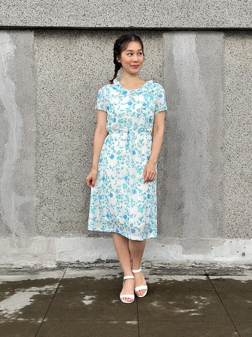 夢中的藍玫瑰雪紡洋裝